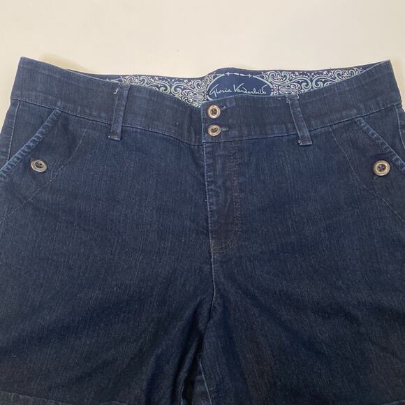 Gloria Vanderbilt Celina Dark Blue Elastic Waist Denim Jean Shorts Sz 12 - Picture 2 of 12